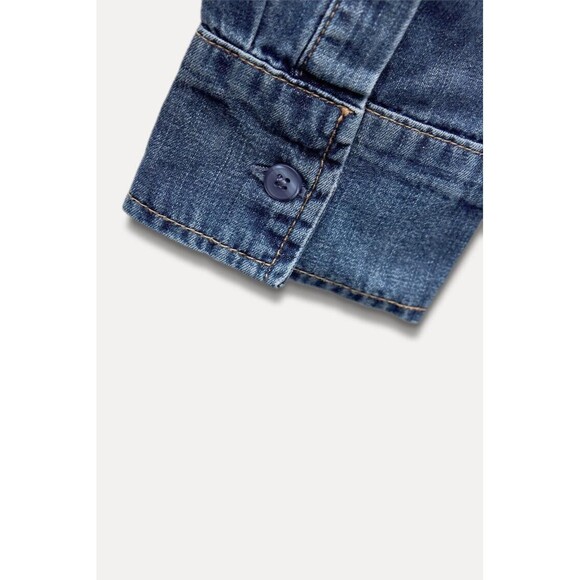 Zara Trf Denim Shirt With Bib Collar - S - Picture 9 of 12